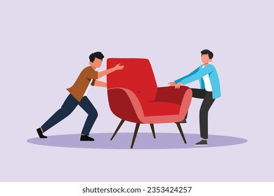 Concept of Neighbors sharing things and helping each other. Colored flat vector illustration isolated. 