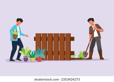 Concept of Neighbors sharing things and helping each other. Colored flat vector illustration isolated. 