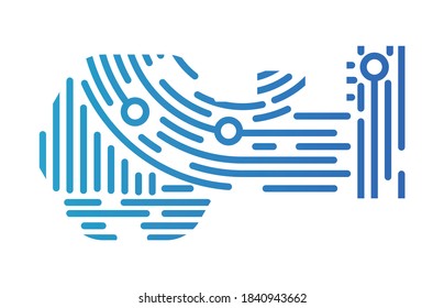 Concept Network and Cyber Security in fingerprint style, flat design vector illustration, for graphic and web design