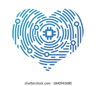 Concept Network and Cyber Security in fingerprint style, flat design vector illustration, for graphic and web design