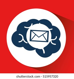 concept network, silhouette head with email message media icon vector illustration eps 10