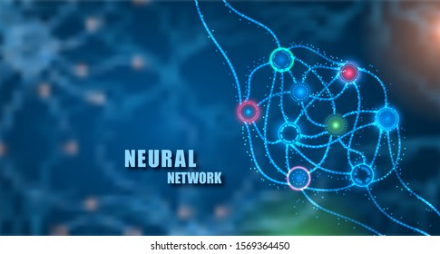 Concept Neural System, Science Unfocused Background. Mixed Media