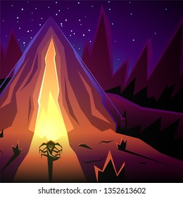 Concept of new life. Tourism. Colorful landscape. Vector illustration 10 EPS