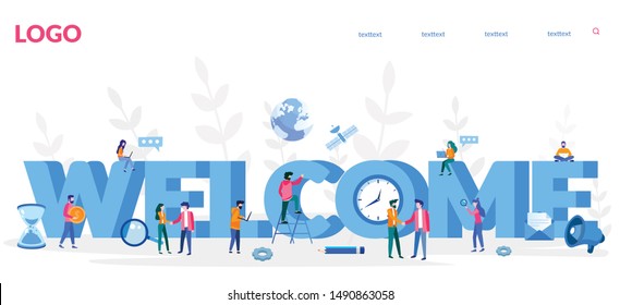 Concept New Team Member, Welcome Word, People Celebrate, For Web Page, Banner, Presentation, Social Media, Documents, Cards, Posters. Meeting, Greeting Concept Vector Illustration