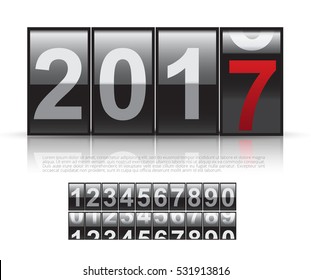 Concept of The New Year 2017.Close Up of The Digits of A Mechanical Counter 