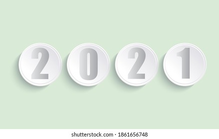 The concept of the new year 2021 is filled with typography of numbers with abstract circle background. vector