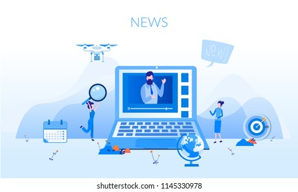 Concept News Update, Online News, News Webpage, Information About Events, Activities, Company Information And Announcements For Web Page, Banner, Documents, Cards, Posters. News Website