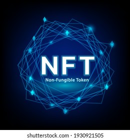 Concept Of NFT ,non-fungible Token With Network Vector On Dark Background