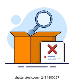 Concepto de No se han encontrado artículos. No se encontraron resultados. Solicitud de usuario, página no encontrada, notificación de error 404. Símbolos de Web y aplicaciones móviles. Ilustración vectorial en segundo plano.