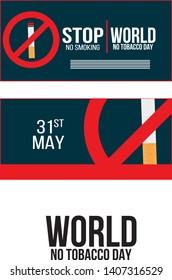 Concept of No smoking and World No Tobacco Day. Banner - Vector