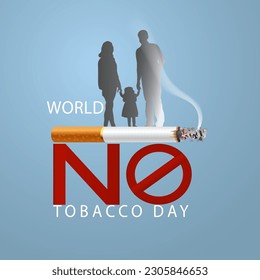 concept of no smoking and World No Tobacco Day with family .paper collage style with digital craft. 