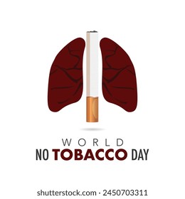 Concept of no smoking and World No Tobacco Day with lung and cigarette. Banner with red circle stop tobacco sign. paper collage style with digital craft .