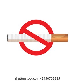 Concept of no smoking and World No Tobacco Day. Banner with red circle stop tobacco sign and cigarette. texture background vector design