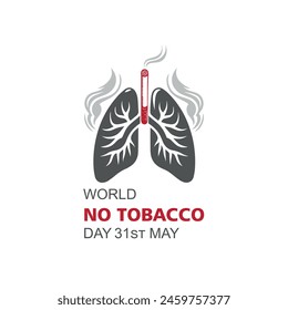 concept of no smoking and World No Tobacco Day with lung and cigarette. May 31st World No Tobacco Day. No Smoking Day Awareness. Stop Smoke Campaign vector Illustration.