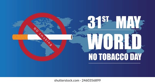 Concept of No smoking and World No Tobacco Day. Social Media Post Template Design, Vector Illustration
