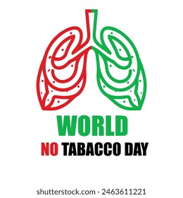concept of no smoking and World No Tobacco Day with lung and cigarette. paper collage style with digital craft .31st  may.