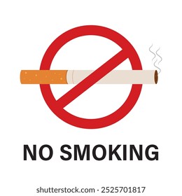 Concept of no smoking and World No Tobacco Day. No smoking zone, anti smoke day, tobacco free day. Banner with red circle stop tobacco sign and cigarette. Design isolated on white background. vector