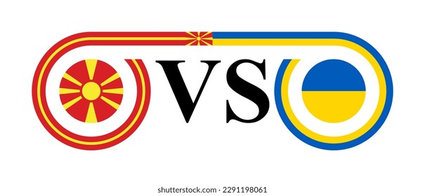 the concept of north macedonia vs ukraine. vector illustration isolated on white background	