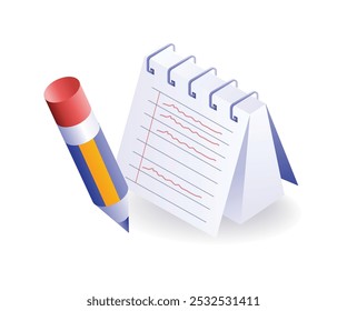 Concept notes in notebook isometric illustration
