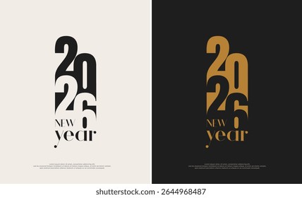 Concept of numbers 2026 for New Year 2026 symbols and signs. Happy New Year 2026 square template. Numbers logo 2026