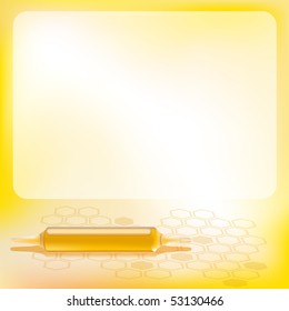 Concept of Nutrition supplements based on honey, vector illustration with honeycells and ampoule diet supplement