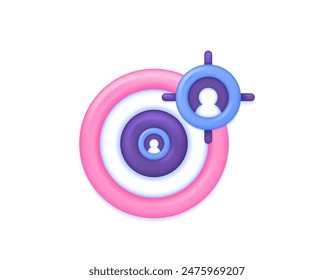 the concept of objective and target. mission attracts client interest. target customer or audience. illustration of arrow board and person symbol. symbol or icon. minimalist 3d concept design. graphic