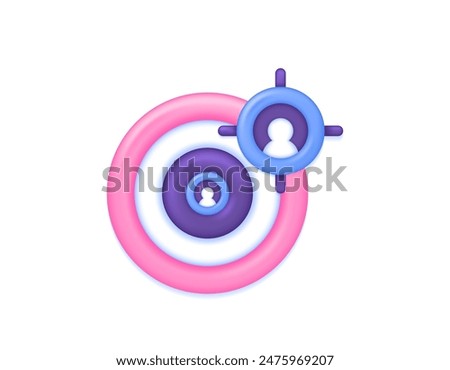 the concept of objective and target. mission attracts client interest. target customer or audience. illustration of arrow board and person symbol. symbol or icon. minimalist 3d concept design. graphic