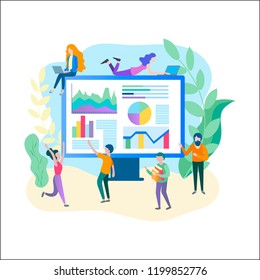 Concept office staff for teamwork on the Internet. Vector illustration for banners, advertising posters, blogging.