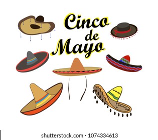 Concept on Cinco de Mayo, a set of design elements on an isolated background