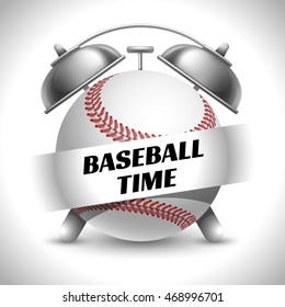 Concept on Sport Baseball Theme. Time to Play Sports. Time to Watch Baseball Tournament. Time To Play Baseball. Vector Illustration. Isolated On White background.