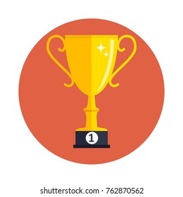 Concept on Success. Gold Trophy Cup Award Icon. Vector Illustration EPS10