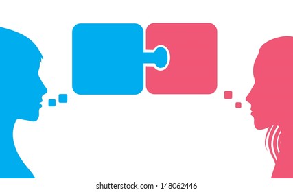 concept on the theme of communication between woman and men