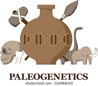 Concept On The Theme Of Paleogenetics. The Study Of Fossil Animals And The Ancestor Of Man.