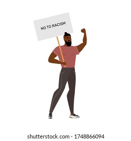  Concept on the theme of racism. Stop racism. The image of a guy, equality. Black lives matter. Vector stock illustration. Isolated on a white background.