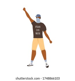  Concept on the theme of racism. Stop racism. The image of a guy, equality. Black lives matter. Vector stock illustration. Isolated on a white background.