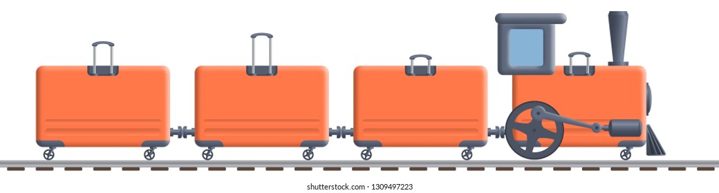 Concept on the theme of travel. Train made up of suitcases. Vector design, EPS10