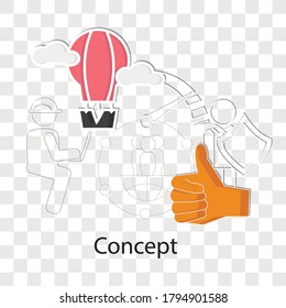 Concept on transparency background. Creative idea design. Flat vector for template, brochure or presentation.