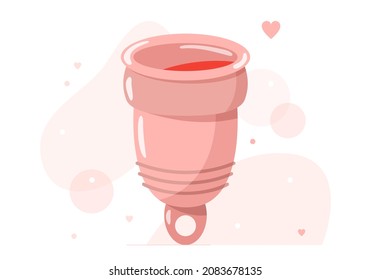 Concepto sobre el tema de la mujer. Vaso menstrual ecológico, producto de higiene respetuoso con el medio ambiente.