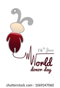 Concept on the World Blood Donor Day on June 14, a package for blood transfusion in the form of a rabbit