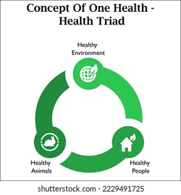 Concept of One Health - Health Triad with icons in an Infographic template