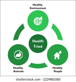 Concept of One Health - Health Triad with icons in an Infographic template