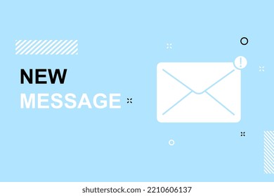 Concept of one incoming message on banner, open message, notification.