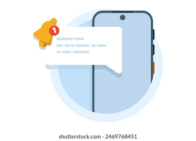 concept of one new notification on smart device screen. notification messages, incoming message reminders, notifications on the device. for landing pages, blank status ui, infographics.