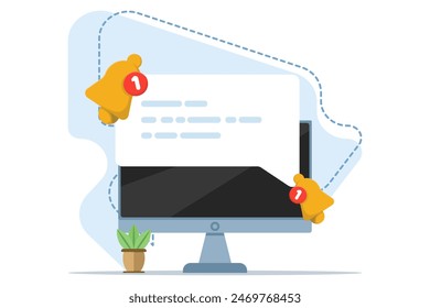 concept of one new notification on smart device screen. notification messages, incoming message reminders, notifications on the device. for landing pages, blank status ui, infographics. - Powered by Shutterstock - Get 15% off with code: PIKWIZARD15