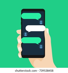 Concept of online conversation with texting message. Chatting on phone. vector