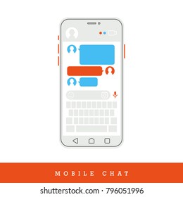 Concept of Online Conversation with Texting Message. Chatting on Phone. Flat Design and Thin Line Style Vector Illustration.
