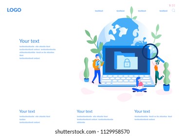 Concept online data  security for web page, banner, presentation, social media, documents, cards, posters. Vector illustration Online Protection, Privacy Protection Antivirus , net, Firewall