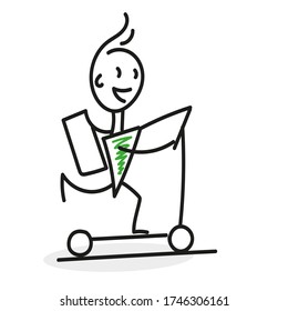 The concept of online delivery of goods to your home and office. Pizza delivery. Scooter  courier. Doodle.  Vector illustration