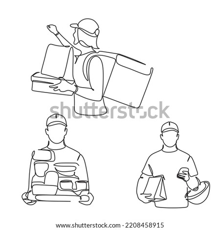 The concept of online delivery, online order tracking, home and office delivery. A warehouse, a truck, a drone, a scooter and a bicycle courier, a courier in a respiratory mask. Vector illustration