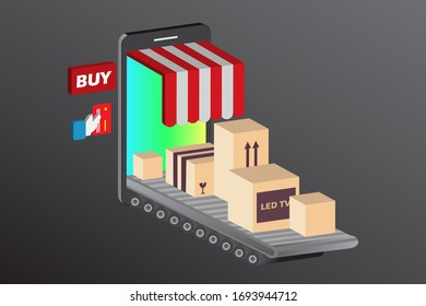 Concept of online delivery service, online ordering, logistics and mobile delivery, vector illustration, EPS10.